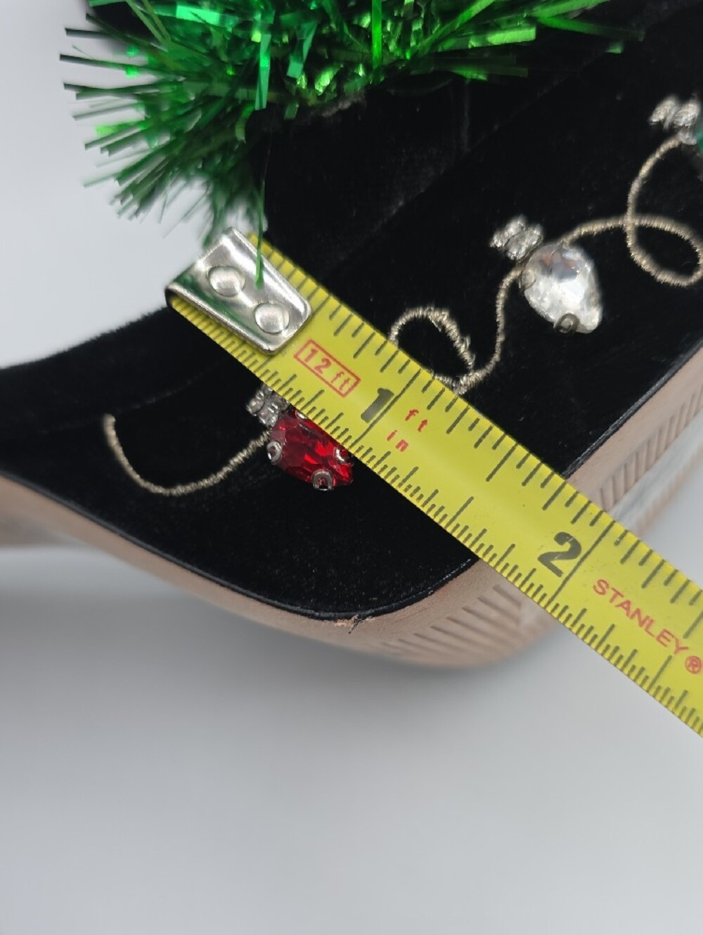 ANTONIO MELANI Black Velvet Heels with Green Tinsel and Red & Gold Ornaments - Picture 12 of 17